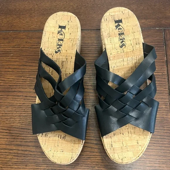 Korks Noelle black wedge sandal NEW size 9 - Picture 4 of 7